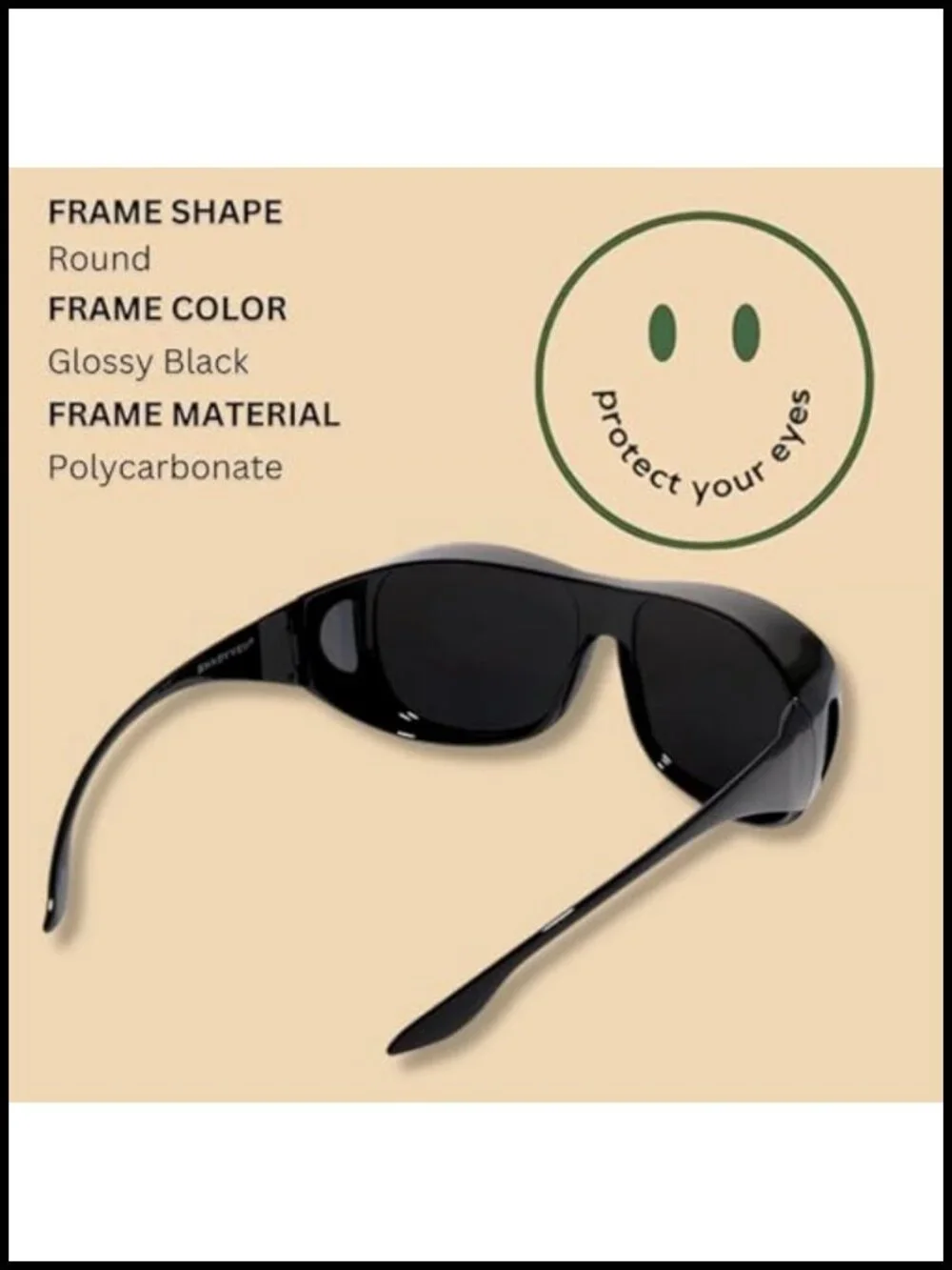 Fit Over Sunglasses UV400 Protection Round Frame Spring Hinge